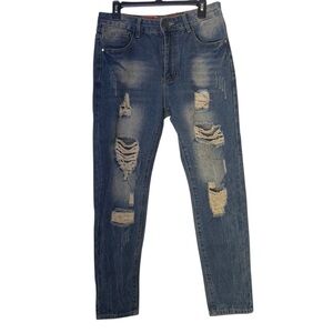 Distressed Blue Jeans